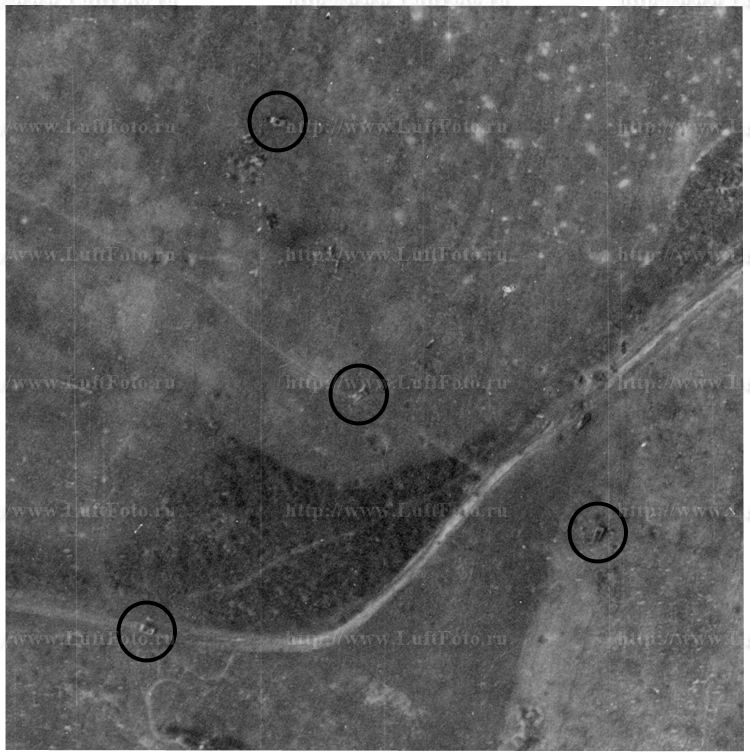 Подбитая на поле боя техника, немецкая аэрофотосъемка, масштаб ~1:8000-1:10000